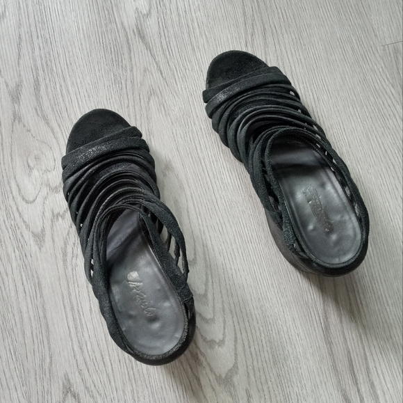 Marsell × Eckhaus Latta Suede Strappy Block Chunky Heel Sandals Black 40EU - Picture 14 of 16